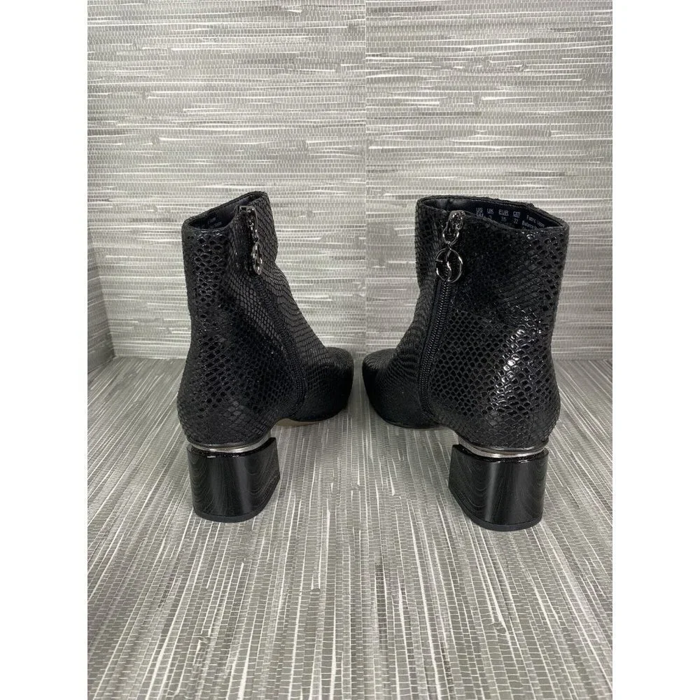 Franco Sarto Womens L-Marquee Ankle Boots Snake Skin Leather‎ Side Zip Size 5M